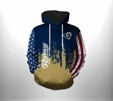 Los Angeles Rams American Flag 3D Hoodie, NFL Hoodie Moonbestprint