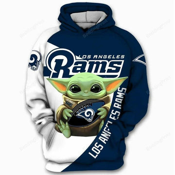 Los Angeles Rams Baby Yoda Hug Rams 3D Hoodie, NFL Hoodie Moonbestprint
