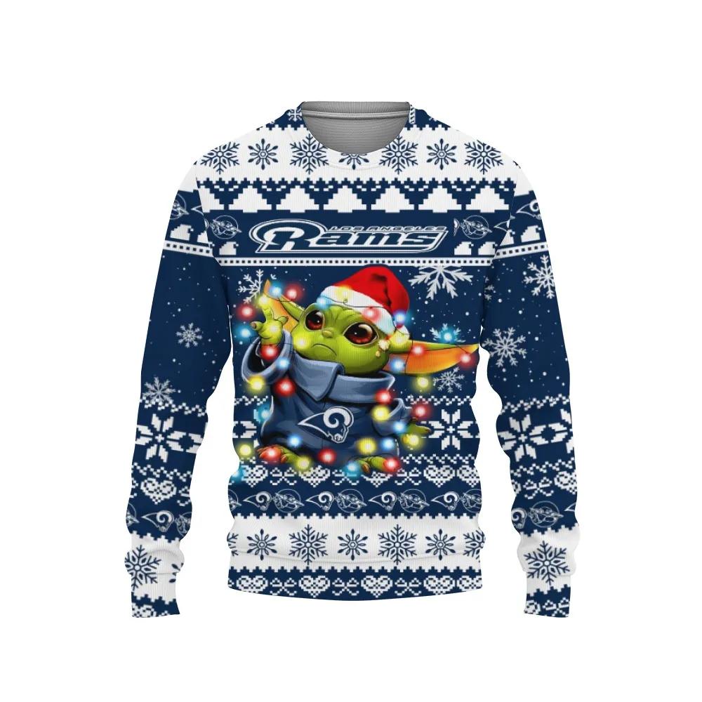 Los Angeles Rams Baby Yoda Star Wars Ugly Christmas Sweater, NFL Christmas Sweater Moonbestprint