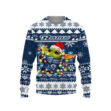 Los Angeles Rams Baby Yoda Star Wars Ugly Christmas Sweater, NFL Christmas Sweater Moonbestprint