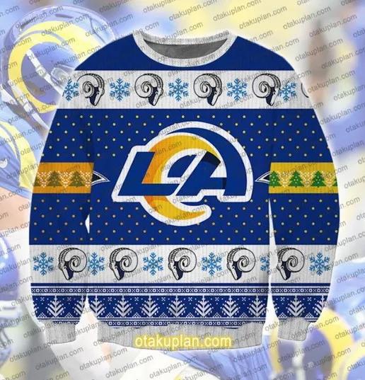 Los Angeles Rams Big Logo Ugly Christmas Sweater, NFL Christmas Sweater Moonbestprint