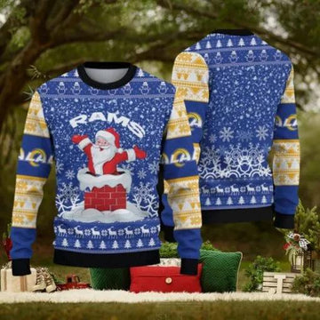 Los Angeles Rams Fans Santa Claus Ugly Christmas Sweater, NFL Chritsmas Sweater Moonbestprint