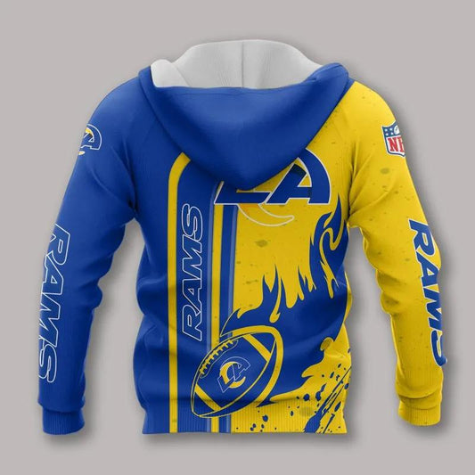 Los Angeles Rams Fire Ball All Over Print Hoodie, NFL Hoodie Moonbestprint
