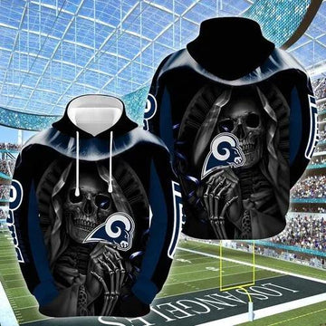 Los Angeles Rams Football Skull Hold Logo Rams 3D Hoodie, NFL Hoodie Moonbestprint