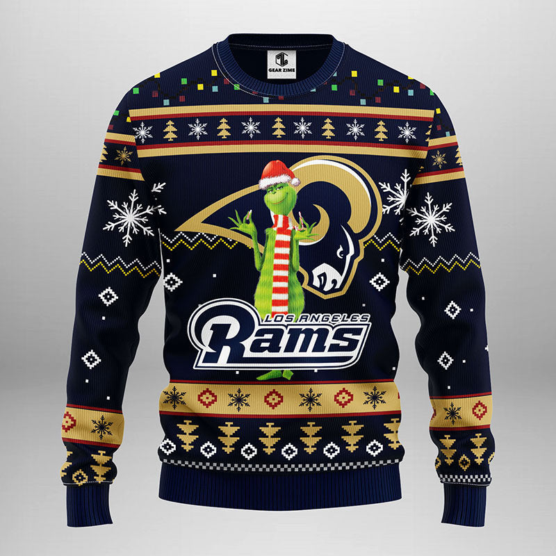 Los Angeles Rams Funny Grinch Ugly Christmas Sweater, Grinch Xmas Sweater Moonbestprint