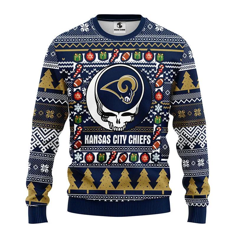 Los Angeles Rams Grateful Dead Ugly Ugly Sweater Christmas, NFL Christmas Sweater Moonbestprint