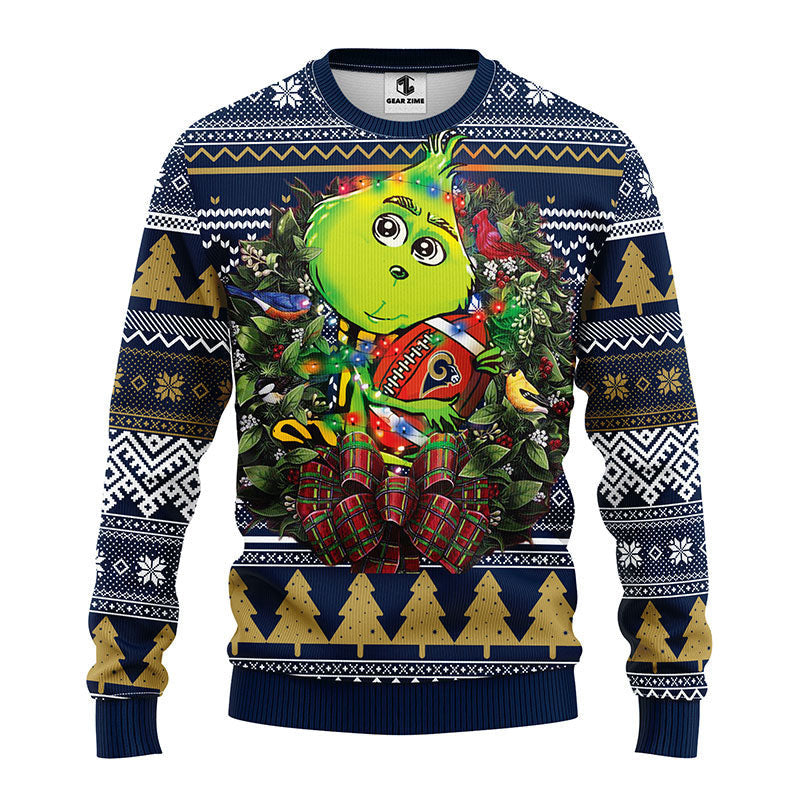 Los Angeles Rams Grinch Hug Ugly Christmas Sweater, Grinch Xmas Sweater Moonbestprint