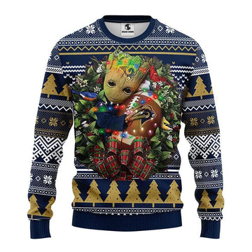 Los Angeles Rams Groot Hug Ugly Sweater Christmas, NFL Christmas Sweater Moonbestprint