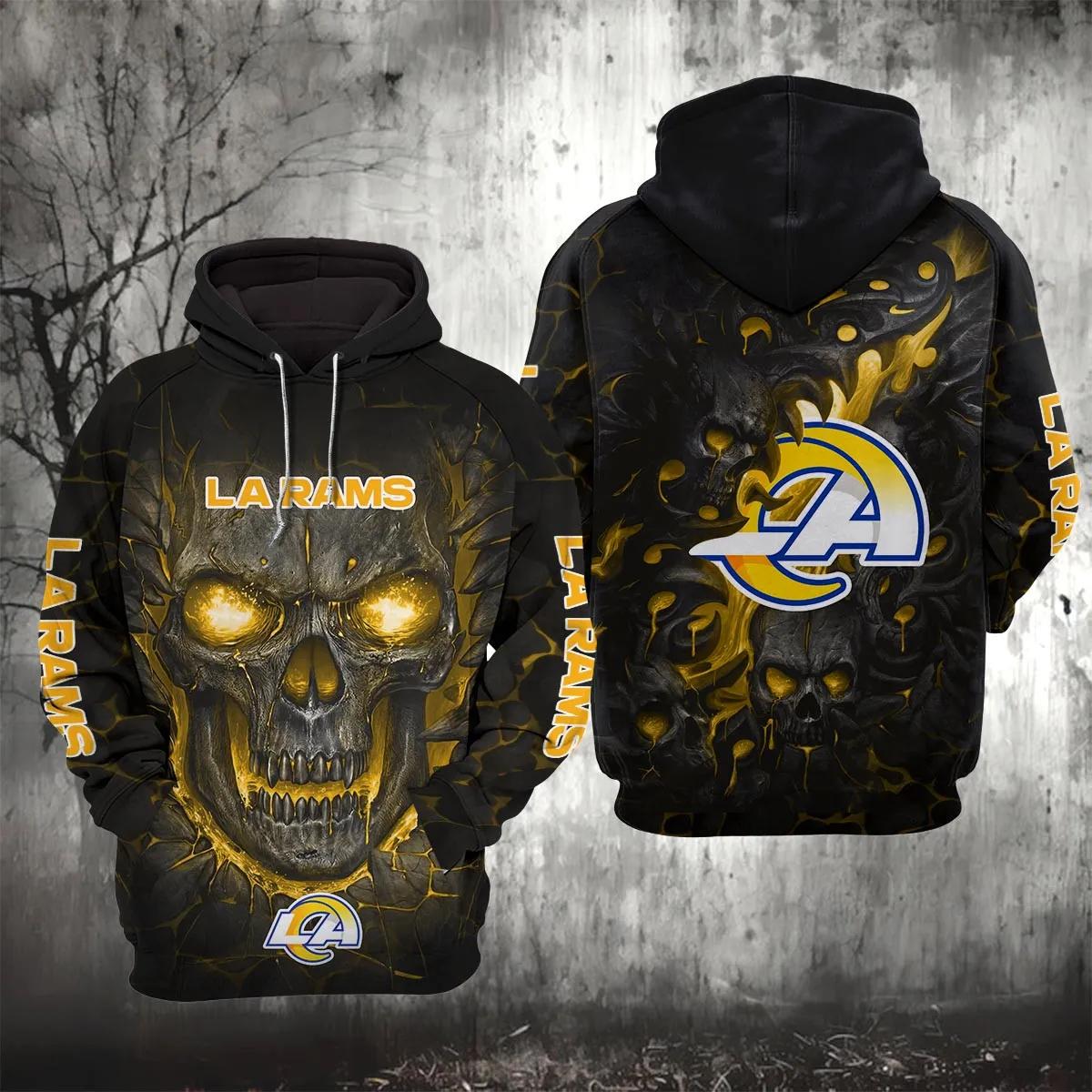 Los Angeles Rams Lava Skull 3D Hoodie, NFL Hoodie Moonbestprint