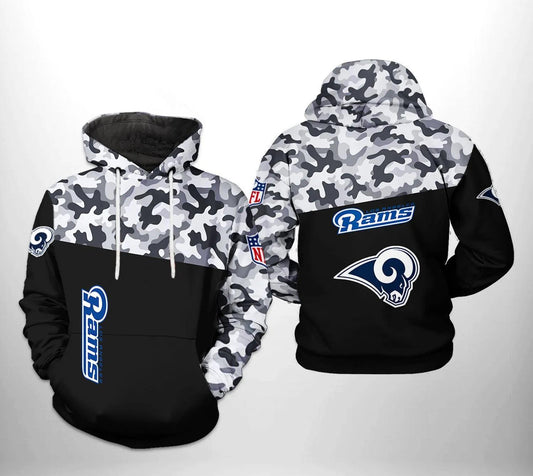 Los Angeles Rams NFL Camo Veteran Team 3D Hoodie, NFL Hoodie Moonbestprint