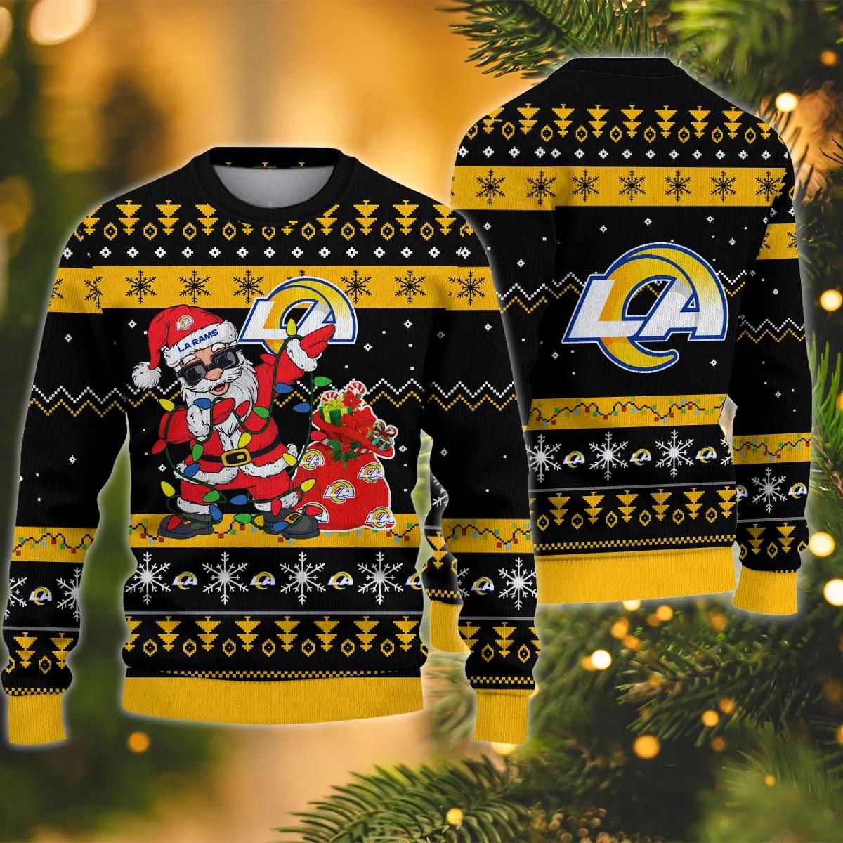 Los Angeles Rams Santa Claus Dabbing Ugly Christmas Sweater, NFL Christmas Sweater Moonbestprint