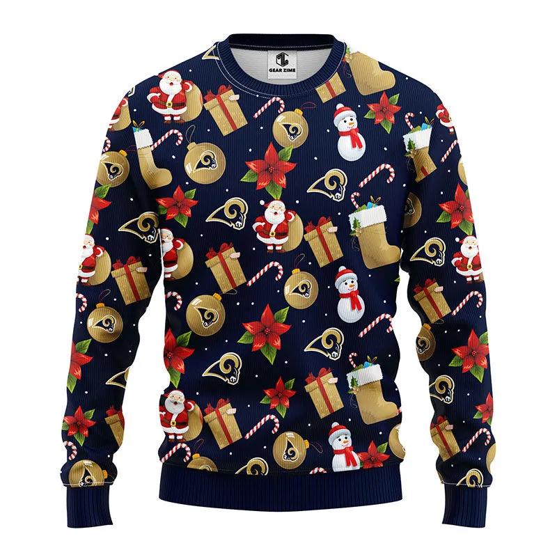 Los Angeles Rams Santa Claus Snowman Ugly Sweater Christmas, NFL Christmas Sweater Moonbestprint