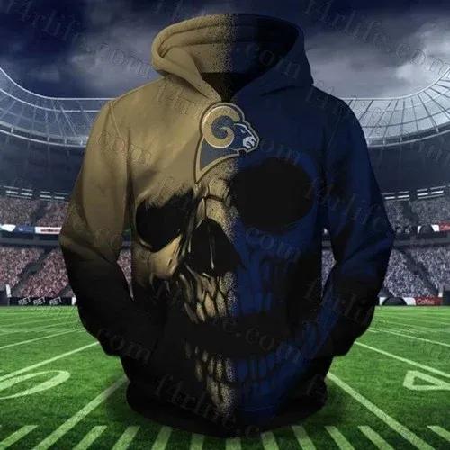 Los Angeles Rams Skull Los Angeles Rams 3D Hoodie, NFL Hoodie Moonbestprint