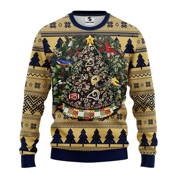 Los Angeles Rams Tree Ball Ugly Sweater Christmas, NFL Christmas Sweater Moonbestprint