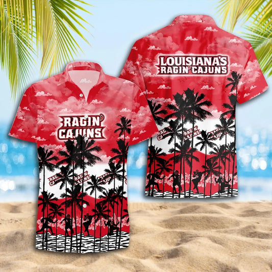 Louisiana Ragin_ Cajuns Hawaiian Shirt Trending Summer, NCAA Hawaiian Shirt Moonbestprint