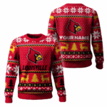 Louisville Cardinals Christmas Custom Name Ugly Sweater 2025 – Moonbestprint