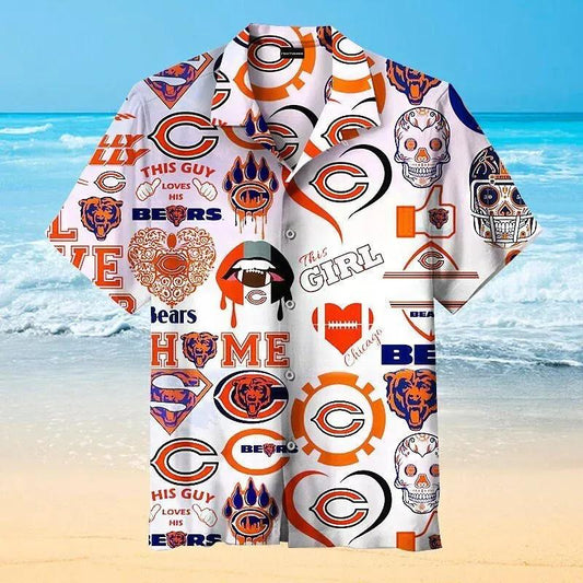 Love My Chicago Bears Art Nfl Hawaiian Graphic Print Short Sleeve Hawaiian Shirt, NFL Hawaiian Shirt Moonbestprint