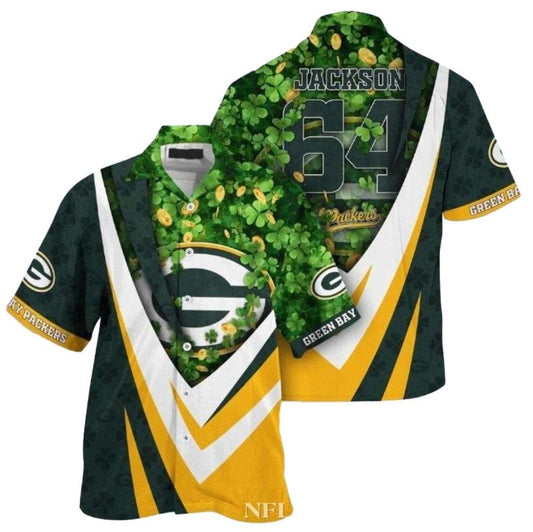 Lucky Tackle 64 Green Bay Packers Clover Field 2025 Hawaiian Shirt - Moonbestprint