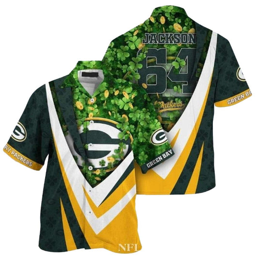Lucky Tackle 64 Green Bay Packers Clover Field 2025 Hawaiian Shirt - Moonbestprint