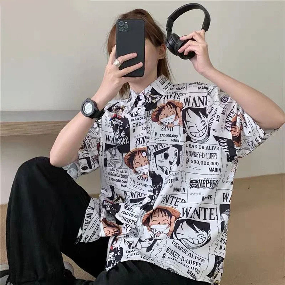 ONE PIECE Luffy Wanted Men and Women Hawaiian Shirt – Moonbestprint