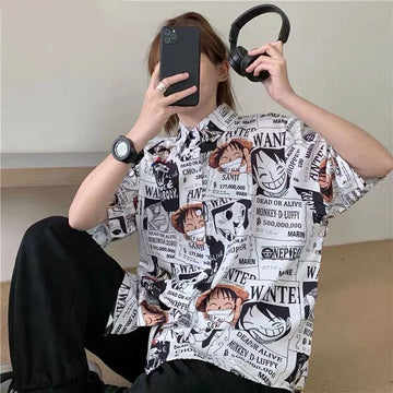 ONE PIECE Luffy Wanted Men and Women Hawaiian Shirt – Moonbestprint