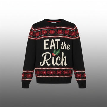 Luigi Mangione Eat The Rich Ugly Sweater - Moonbestprint