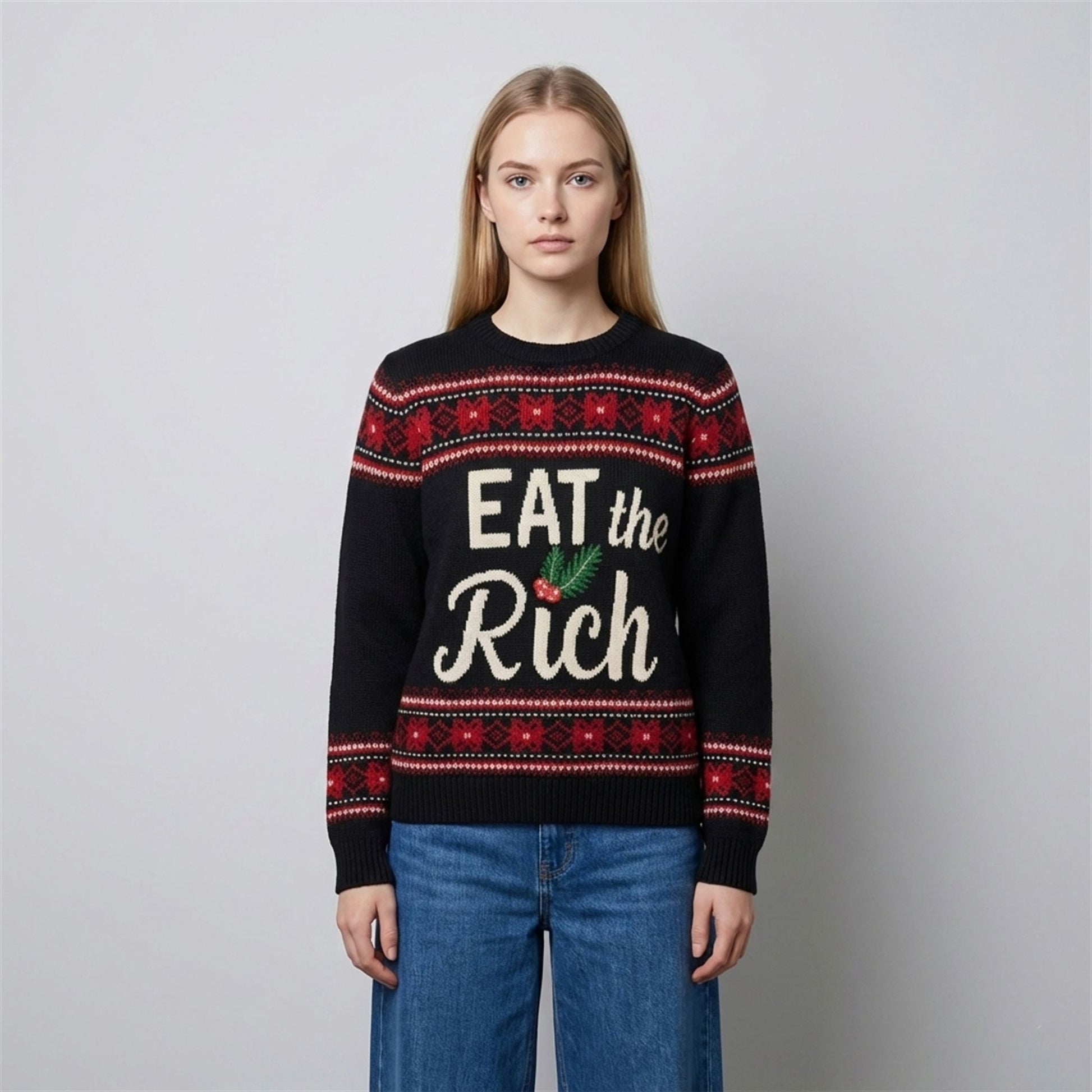 Luigi Mangione Eat The Rich Ugly Sweater - Moonbestprint