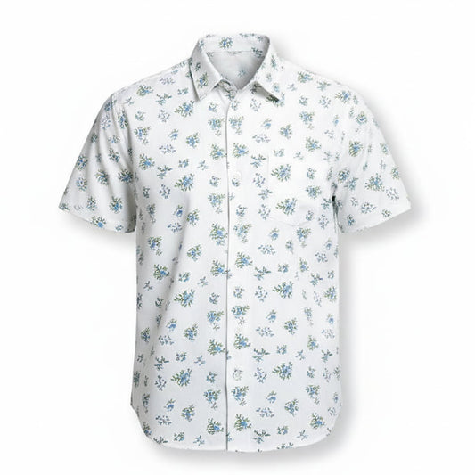 Luigi Mangione Spring Summer Blue Disty Floral Shirt Moonbestprint