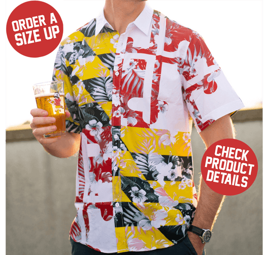 Maryland Flag Floral / Hawaiian Shirt - Moonbestprint