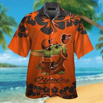 MLB Baltimore Orioles & Baby Yoda Hawaiian Shirt, MLB Hawaiian Shirt Moonbestprint