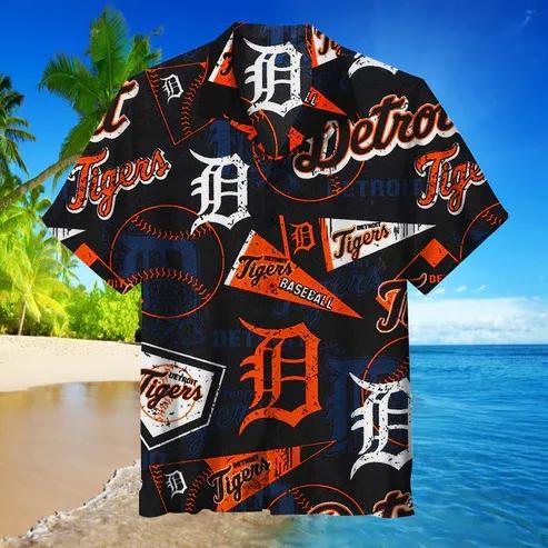 MLB Detroit Tigers Hawaiian Shirt, Hawaiian Button Up Shirt, Aloha Shirts Moonbestprint