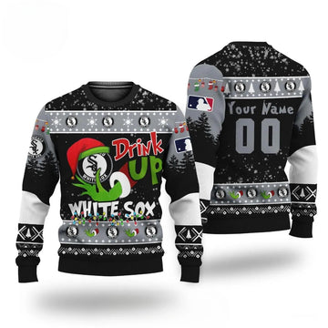 MLB Grinch Drink Up Chicago White Sox Custom Ugly Christmas Sweater, MLB Christmas Sweater Moonbestprint