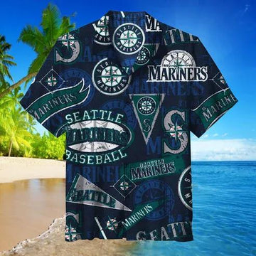 MLB Seattle Mariners Hawaiian Shirt, , Hawaiian Button Up Shirt, Aloha Shirts Moonbestprint