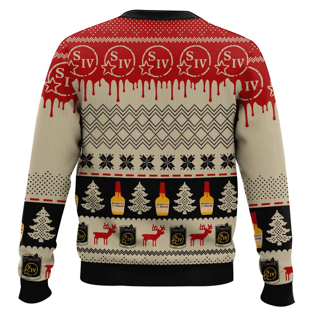 Maker?s Mark Bourbon Whisky Pine Tree & Reindeer Ugly Christmas Sweater – Moonbestprint