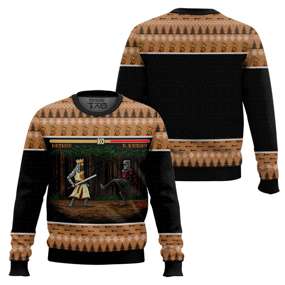 Arthur vs Black Knight Pixel Monty Python Christmas Sweater – Moonbestprint