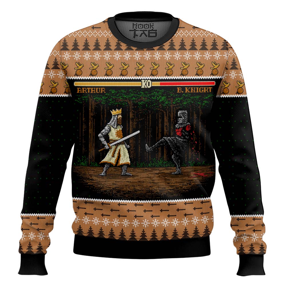 Arthur vs Black Knight Pixel Monty Python Christmas Sweater – Moonbestprint