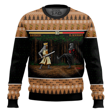Arthur vs Black Knight Pixel Monty Python Christmas Sweater – Moonbestprint