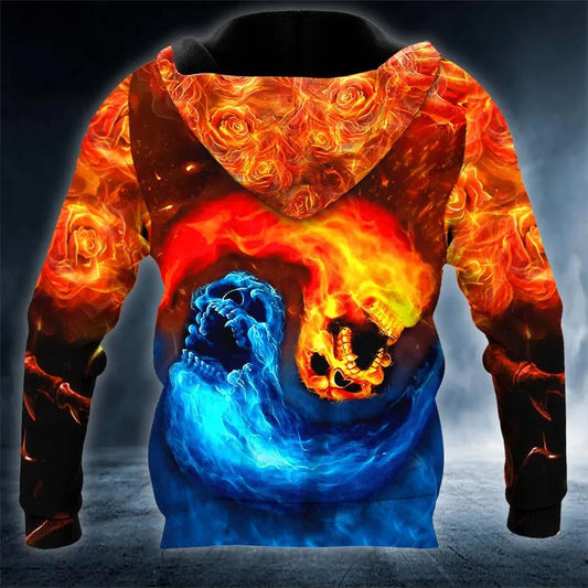 Magma Death Yinyang Skull 3D Hoodie Moonbestprint