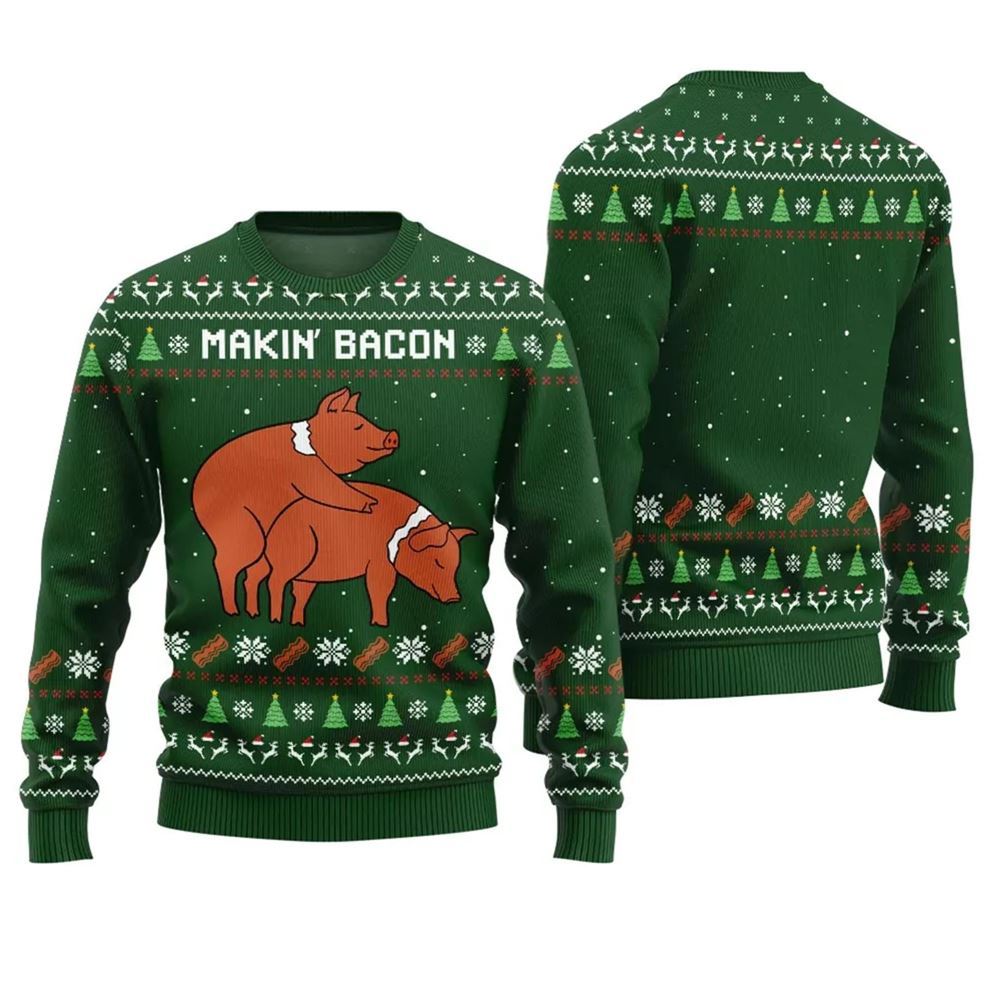 Makin Bacon Naughty Ugly Christmas Sweater - Moonbestprint