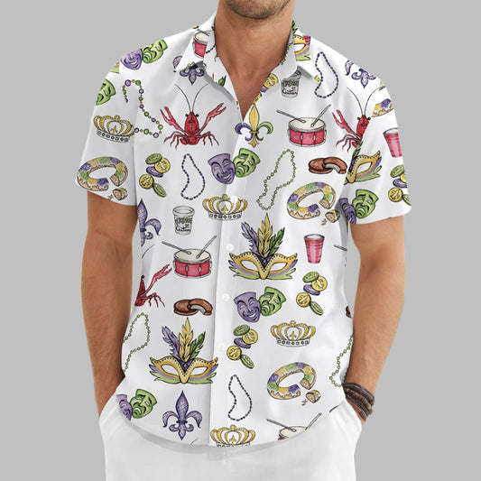 Mardi Gras Beads King Cake Hawaiian Shirt - Moonbestprint