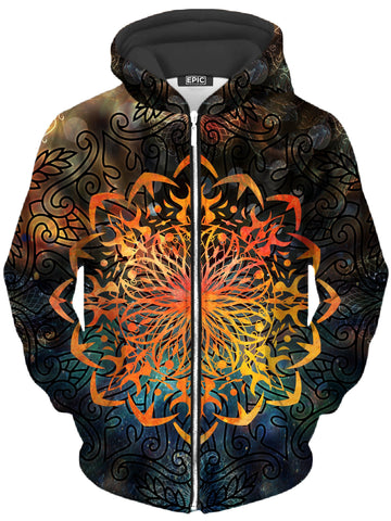 Fire Ornament Unisex Zip-Up Hoodie -Moonbestprint