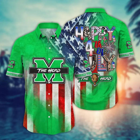 Marshall Thundering Herd NCAA Aloha Hawaiian Shirt, NCAA Hawaiian Shirt Moonbestprint