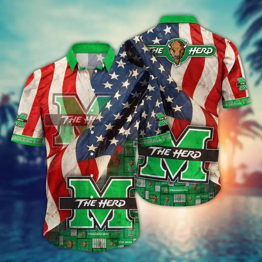 Marshall Thundering Herd NCAA Flower Aloha Hawaiian Shirt 11, NCAA Hawaiian Shirt Moonbestprint