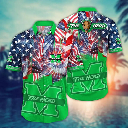 Marshall Thundering Herd NCAA Flower Aloha Hawaiian Shirt 12, NCAA Hawaiian Shirt Moonbestprint
