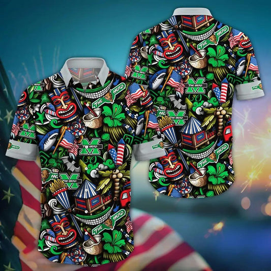 Marshall Thundering Herd NCAA Flower Aloha Hawaiian Shirt 14, NCAA Hawaiian Shirt Moonbestprint