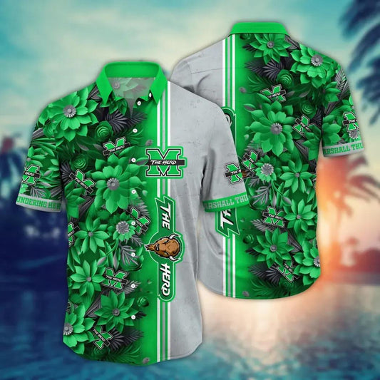 Marshall Thundering Herd NCAA Flower Aloha Hawaiian Shirt 3, NCAA Hawaiian Shirt Moonbestprint