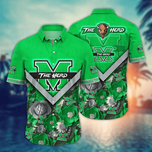 Marshall Thundering Herd NCAA Flower Aloha Hawaiian Shirt 4, NCAA Hawaiian Shirt Moonbestprint