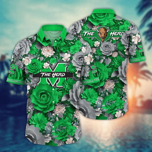 Marshall Thundering Herd NCAA Flower Aloha Hawaiian Shirt 5, NCAA Hawaiian Shirt Moonbestprint