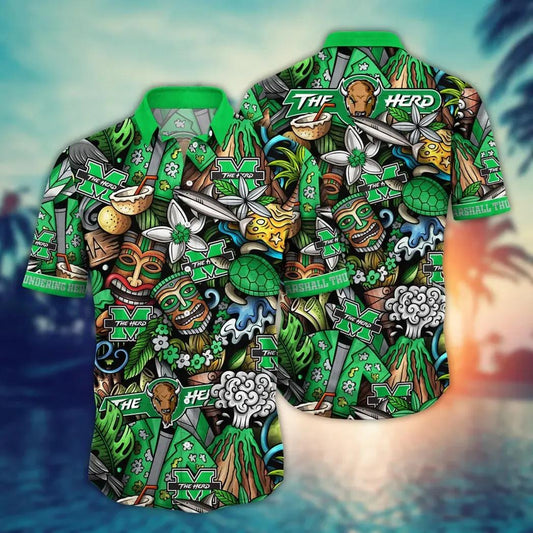 Marshall Thundering Herd NCAA Flower Aloha Hawaiian Shirt 6, NCAA Hawaiian Shirt Moonbestprint