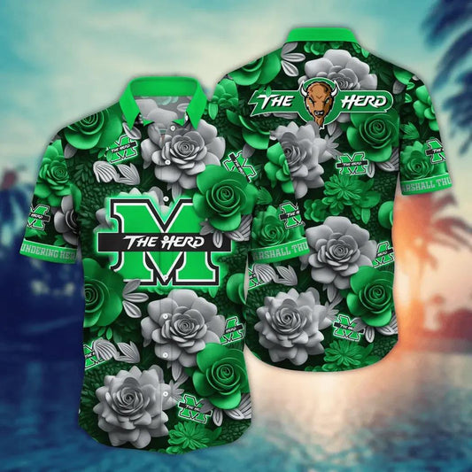 Marshall Thundering Herd NCAA Flower Aloha Hawaiian Shirt 7, NCAA Hawaiian Shirt Moonbestprint